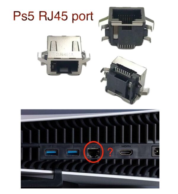 PS5 Slim PS5 Pro 8-pin Ethernet LAN Port RJ45 Network Jack
